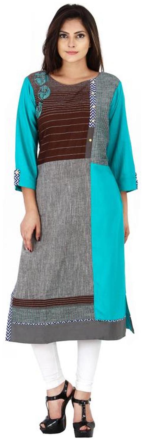

Fab Attire Women s Cotton Grey Matty Kurti Blue