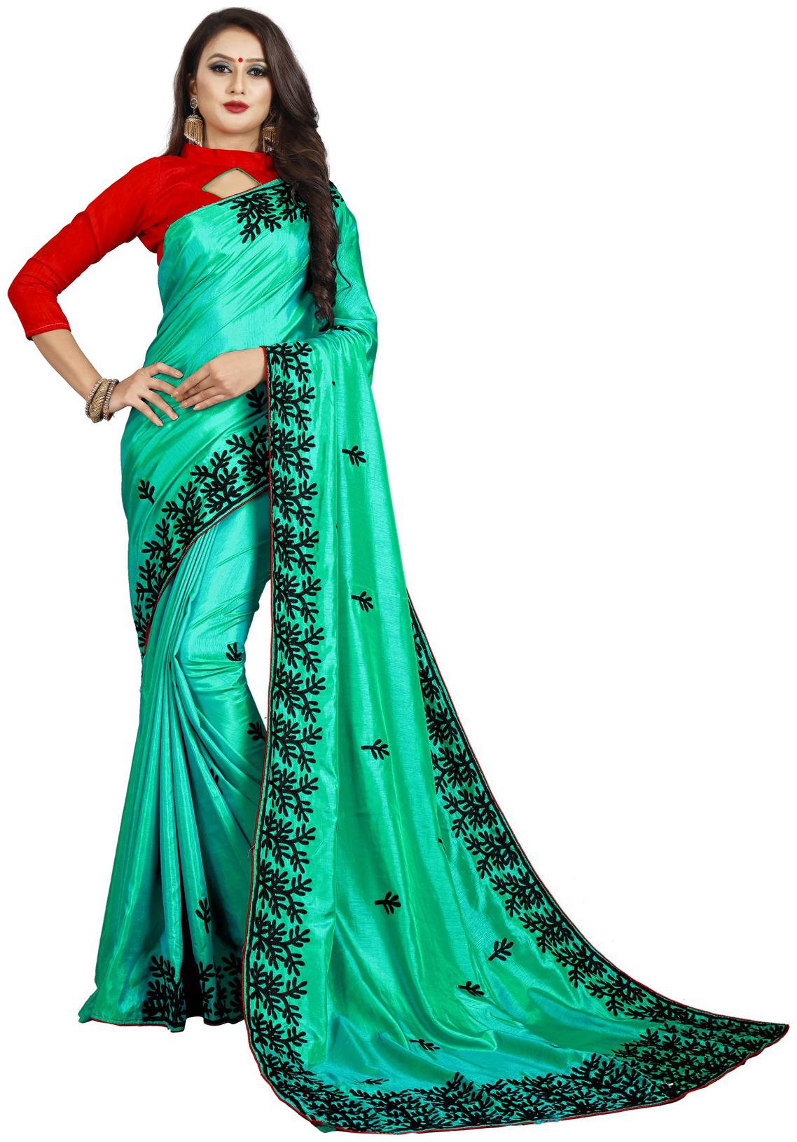 

Fab Dadu Designer Embroidered Green Silk Saree