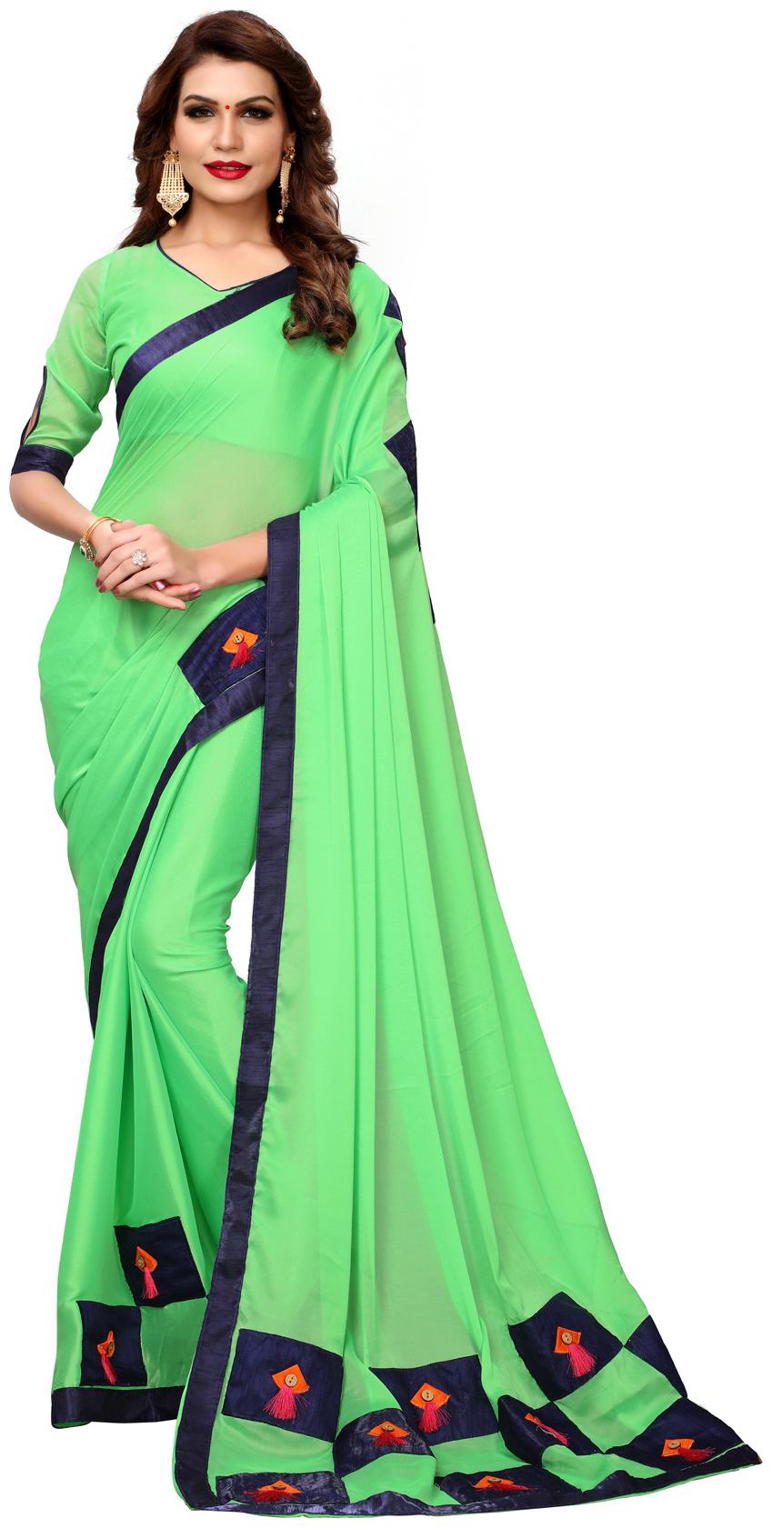 

Fab Dadu Designer Embroidered Light Green Silk Saree