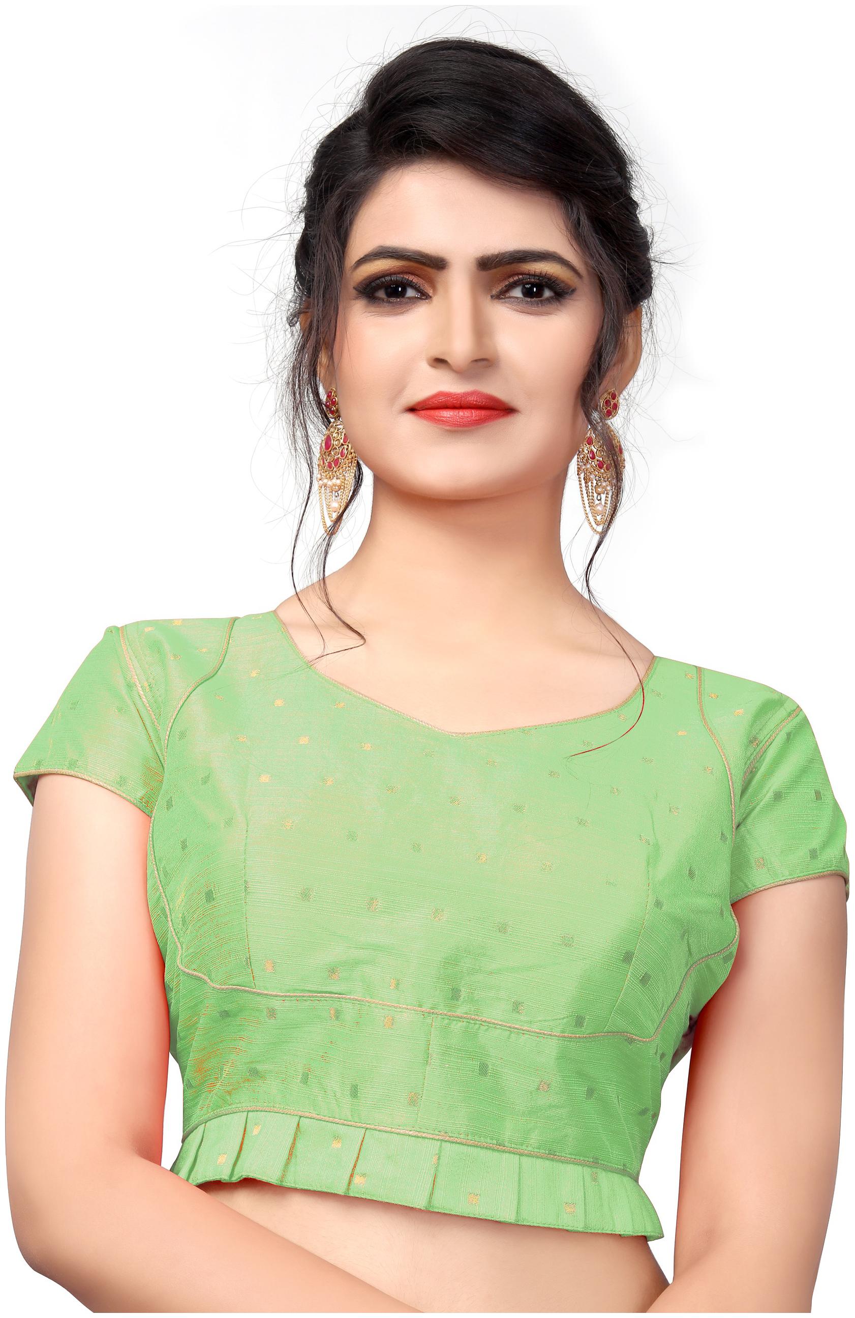 Fab Dadu Designer Light Green Malbari Silk Extra Sleeve With Blouse Fab Dadu Designer Light Green Malbari Silk Extra Sleeve With Blouse