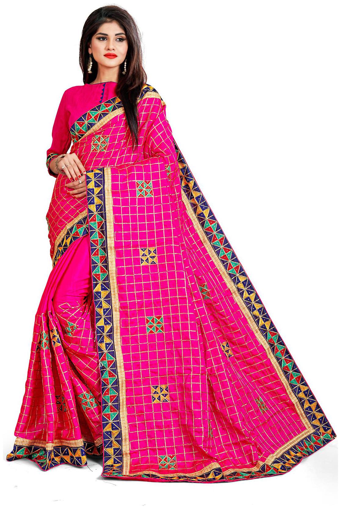 

Fab Dadu designer Embroidered Pink Silk Saree