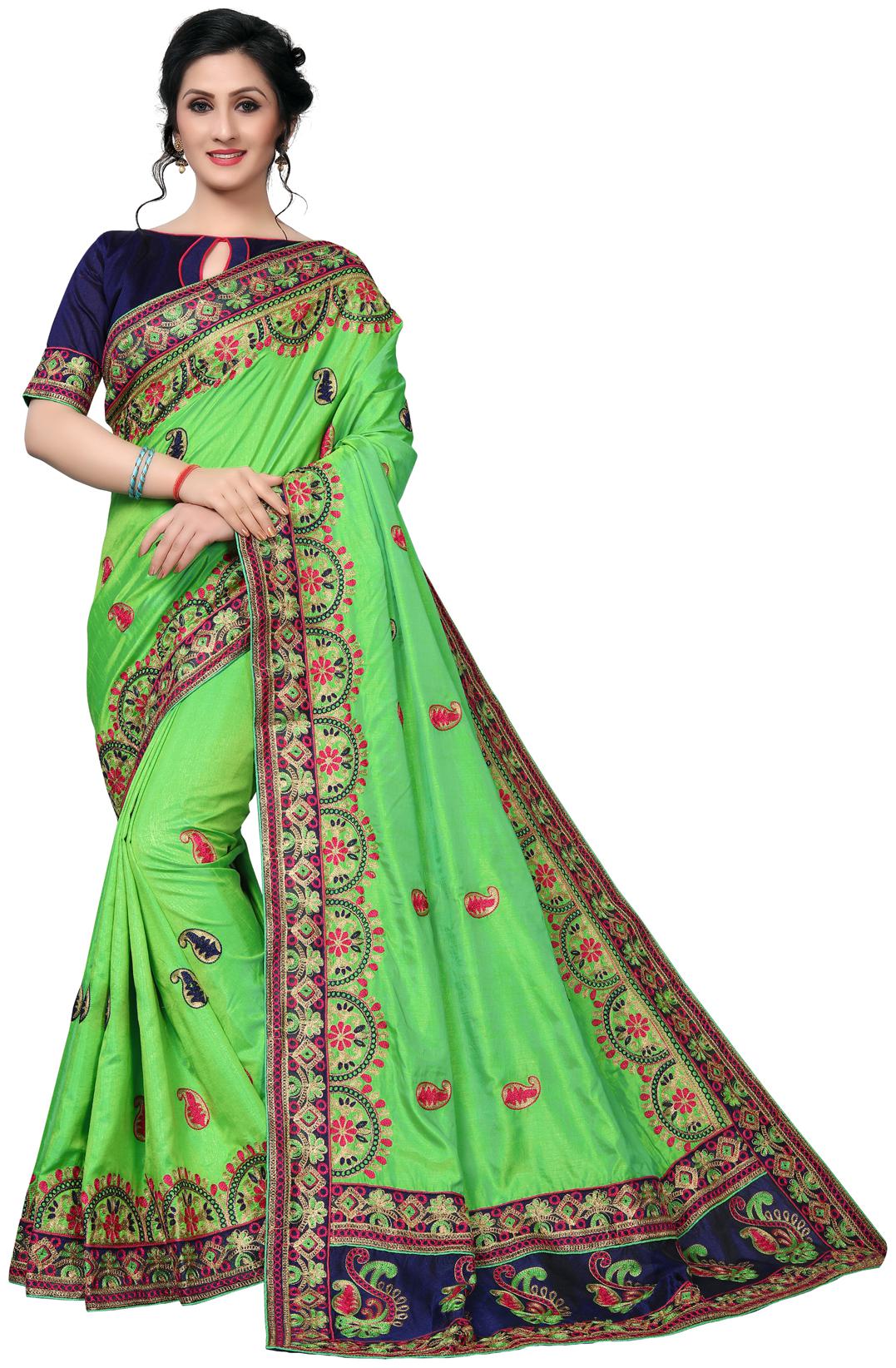 

Fab Dadu Women Silk Dori Embroidered With Heavy lace Light Green Saree
