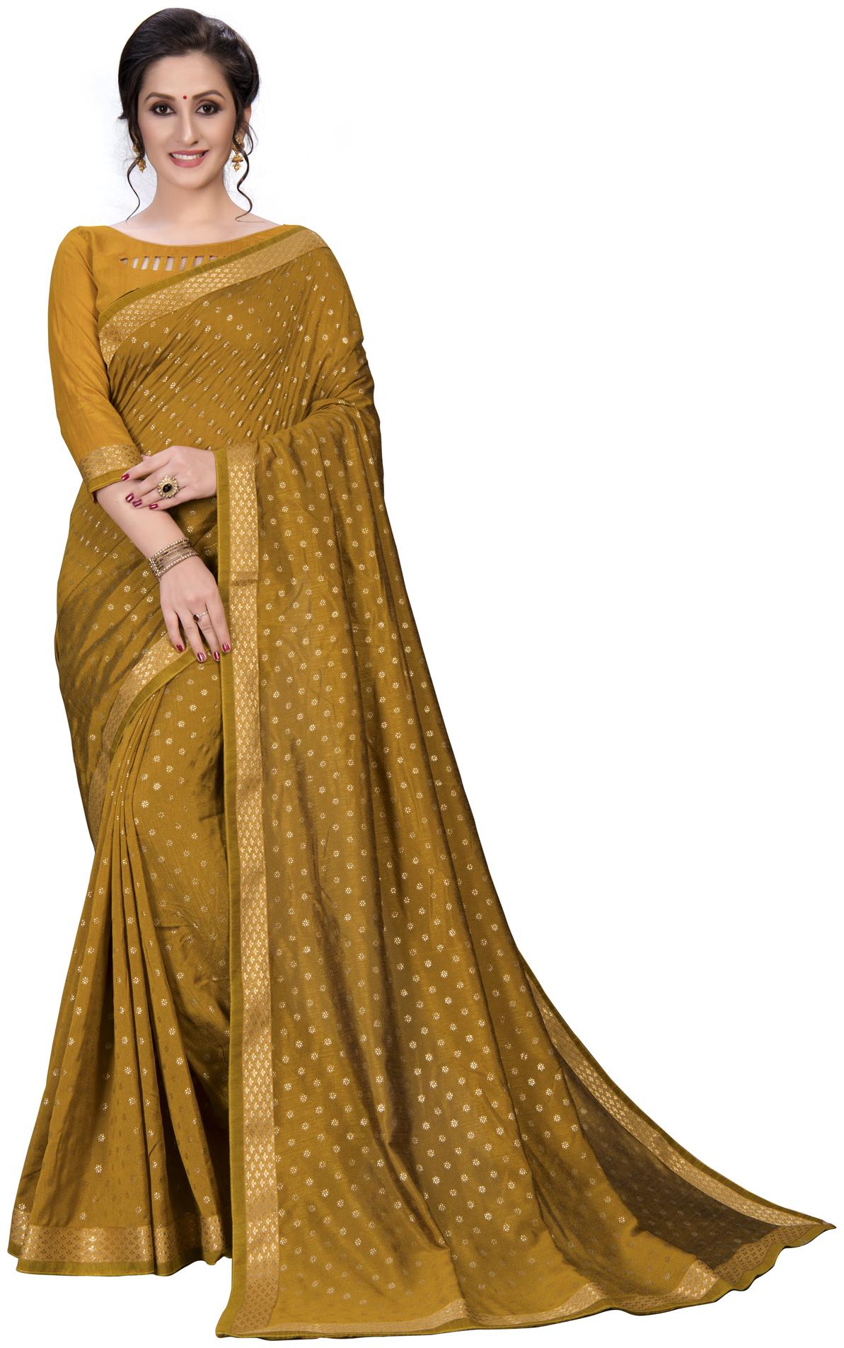 

FAB DADU WomenSilk Universal Yellow Saree With Blouse