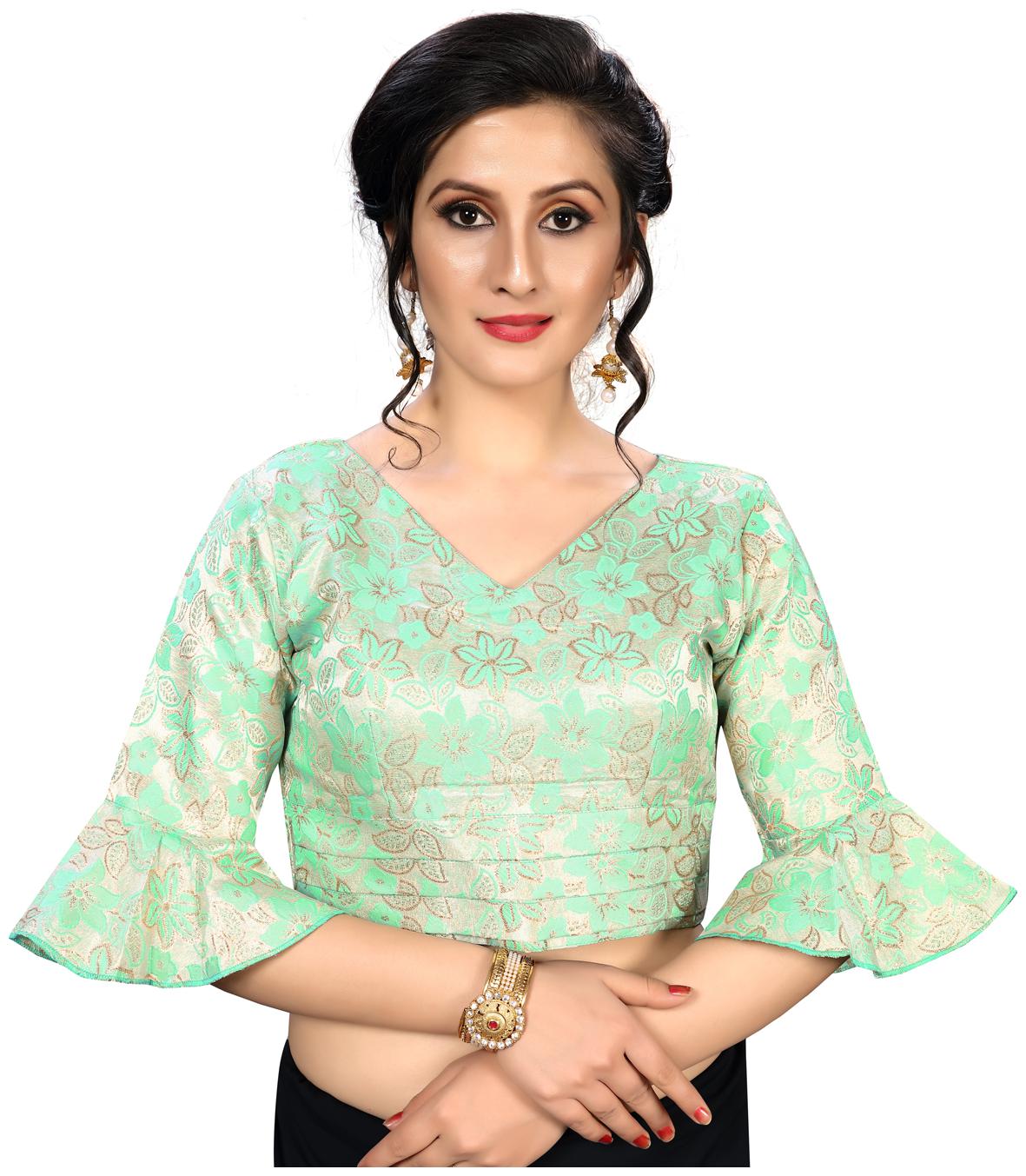 Fab Dadu Women Green Brocade Blouse Fab Dadu Women Green Brocade Blouse