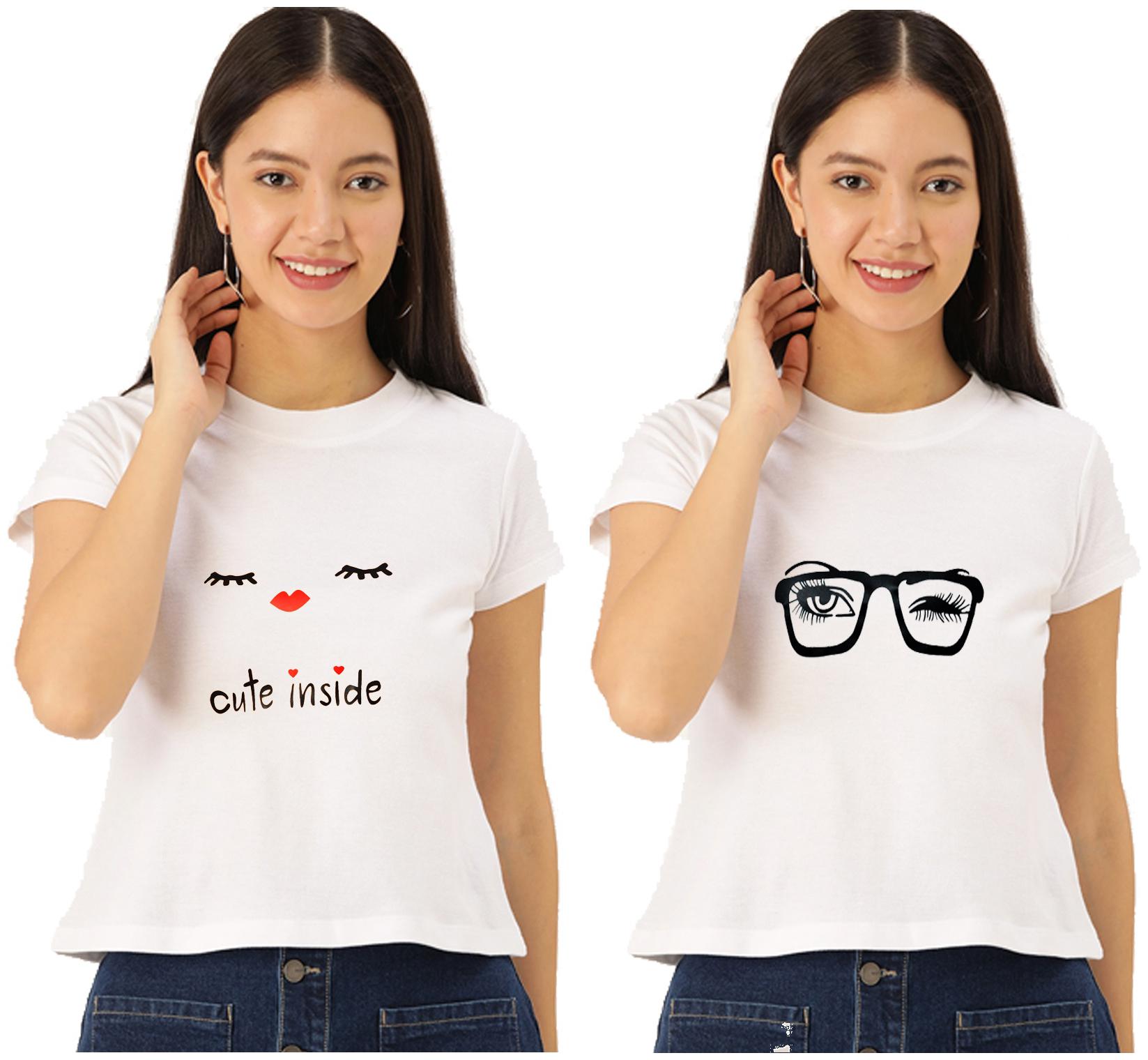 

FAB FOREVER Women White Regular fit Round neck Cotton T shirt