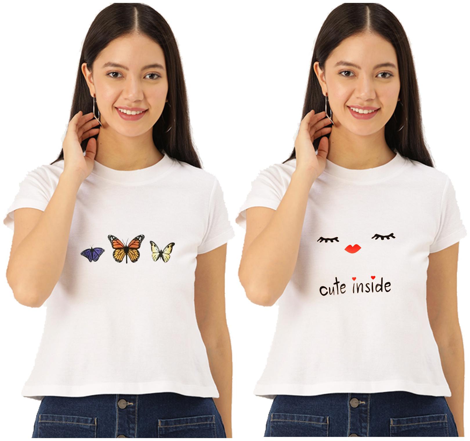 

FAB FOREVER Women White Regular fit Round neck Cotton T shirt