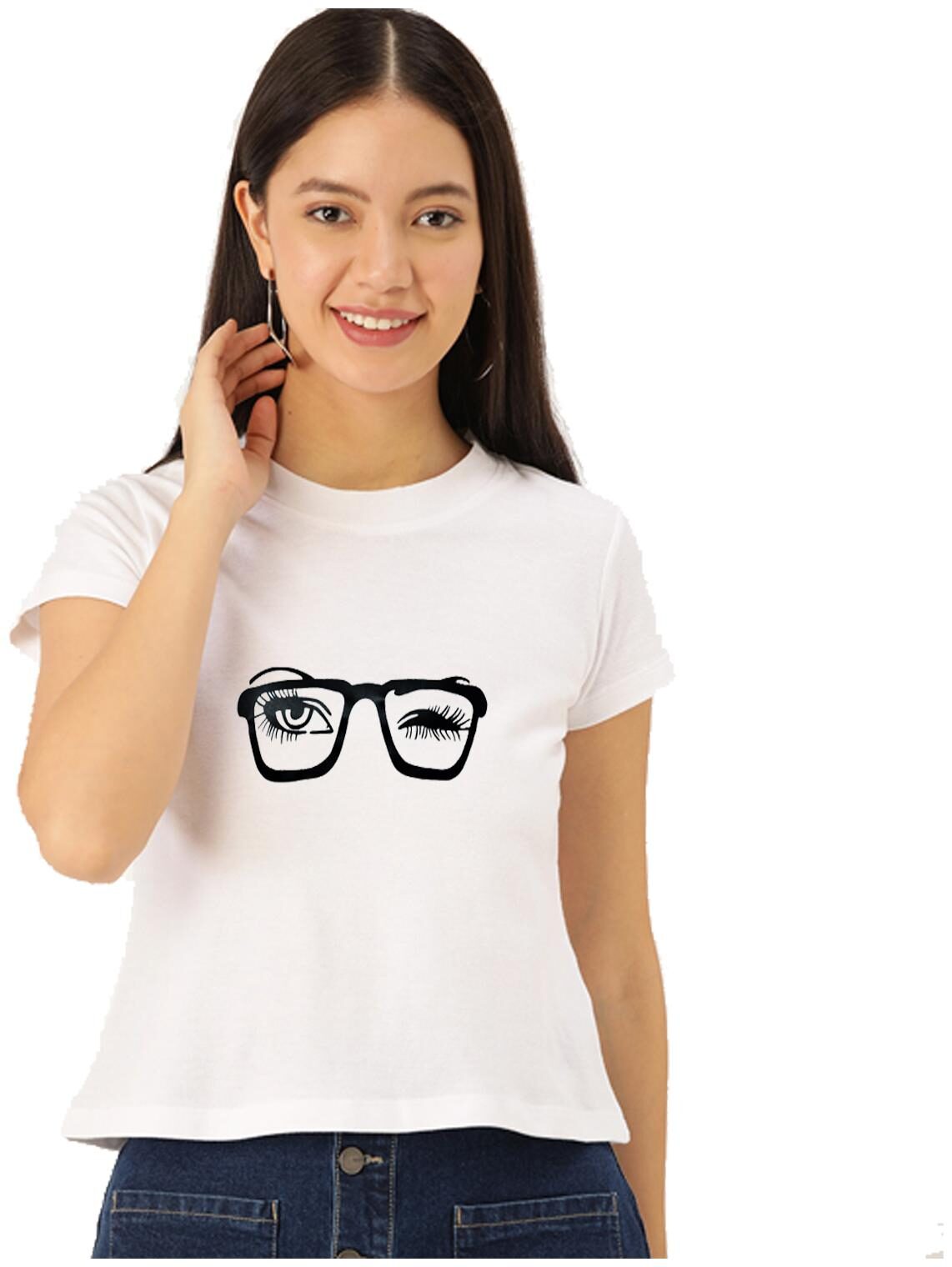 

FAB FOREVER Women White Regular fit Round neck Cotton T shirt