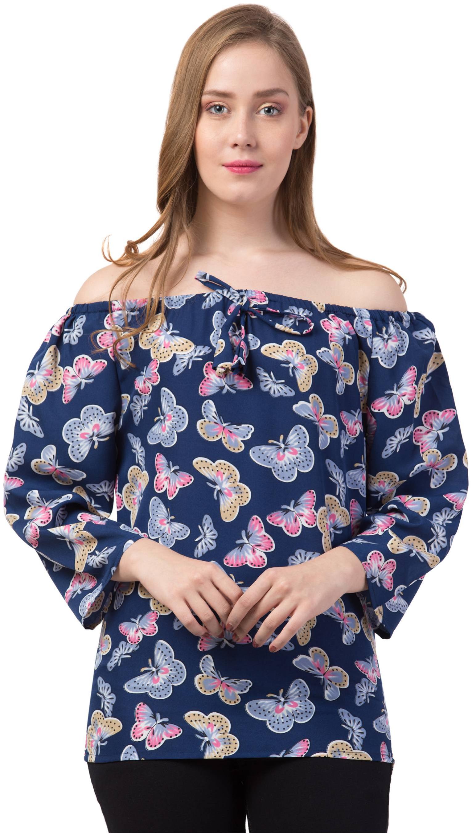 

FAB FOREVER Women Printed Regular top - Blue