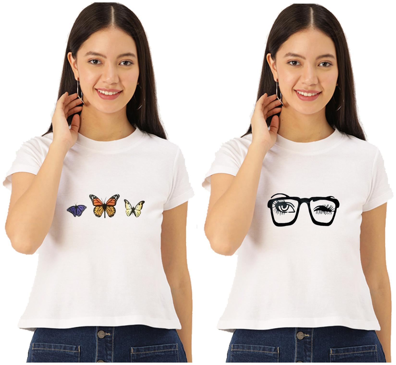 

FAB FOREVER Women White Regular fit Round neck Cotton T shirt