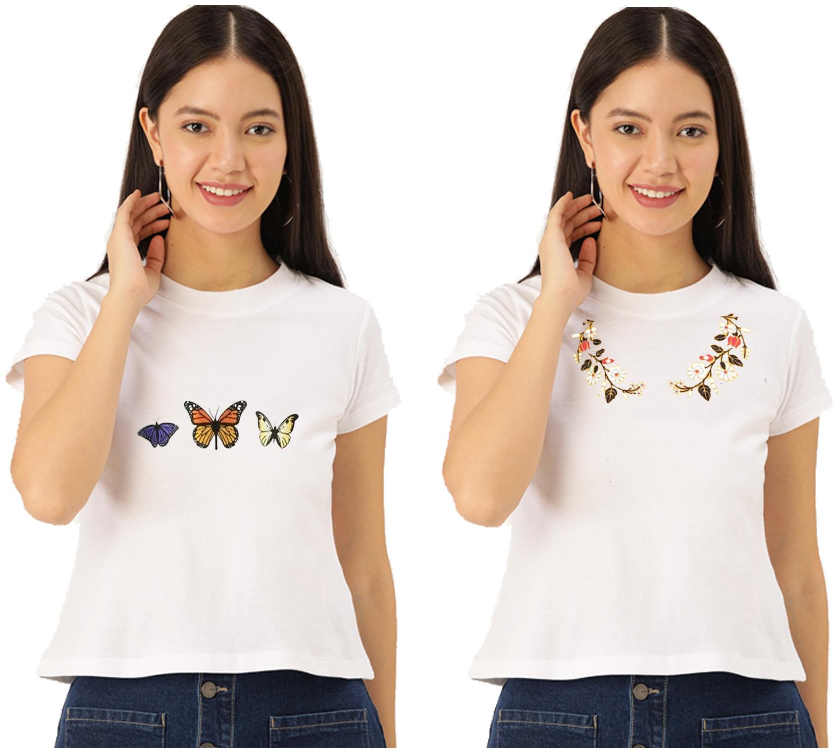 

FAB FOREVER Women White Regular fit Round neck Cotton T shirt