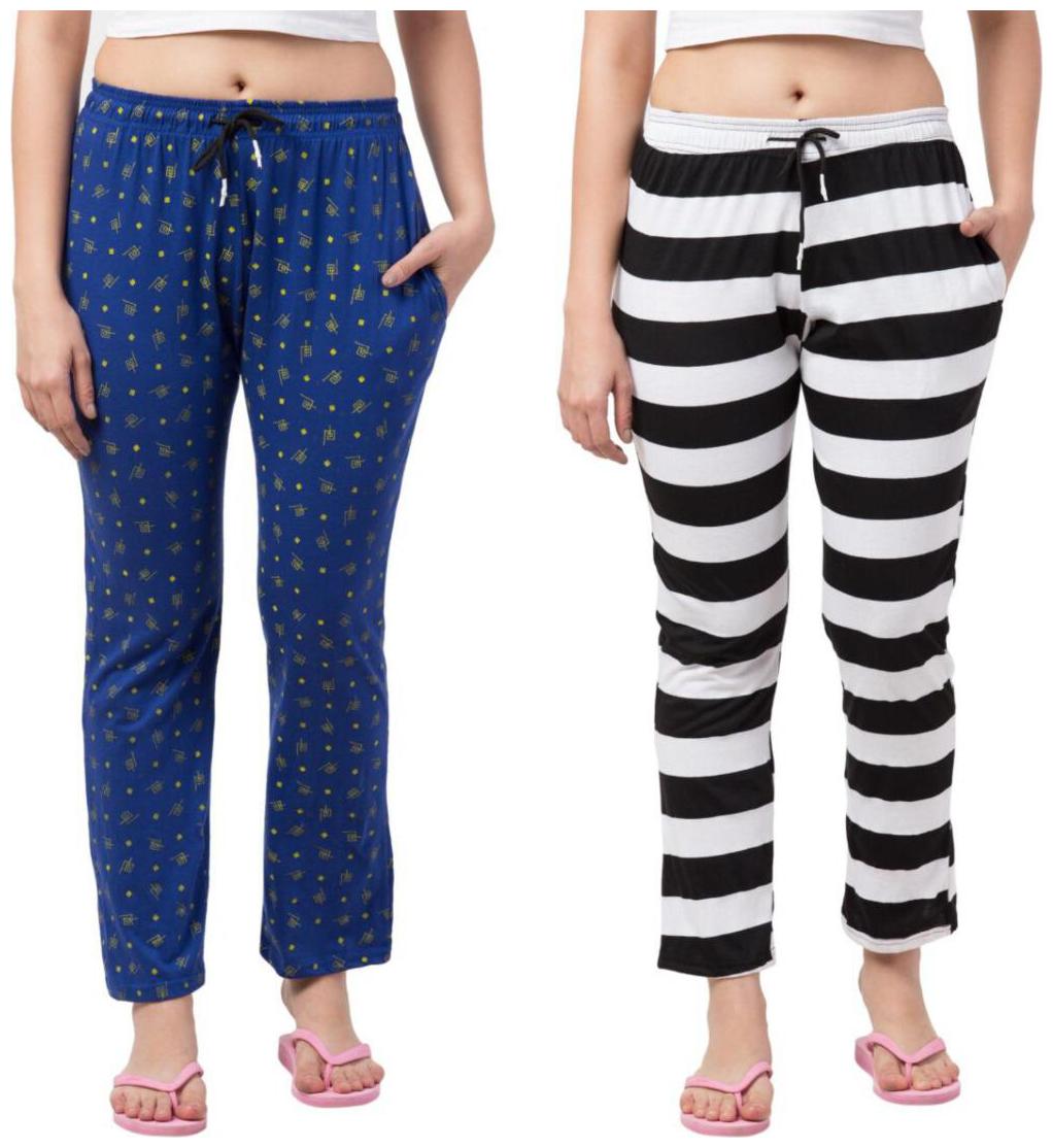 

FAB FOREVER Women Cotton Blend Printed Multi Track Pants