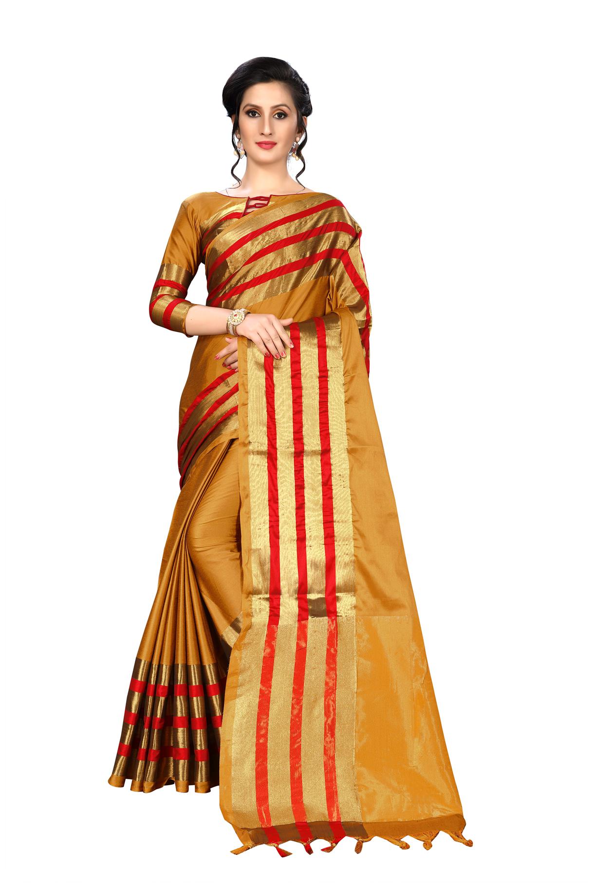 

FAB VIVA Women saree Silk Saree Yellow