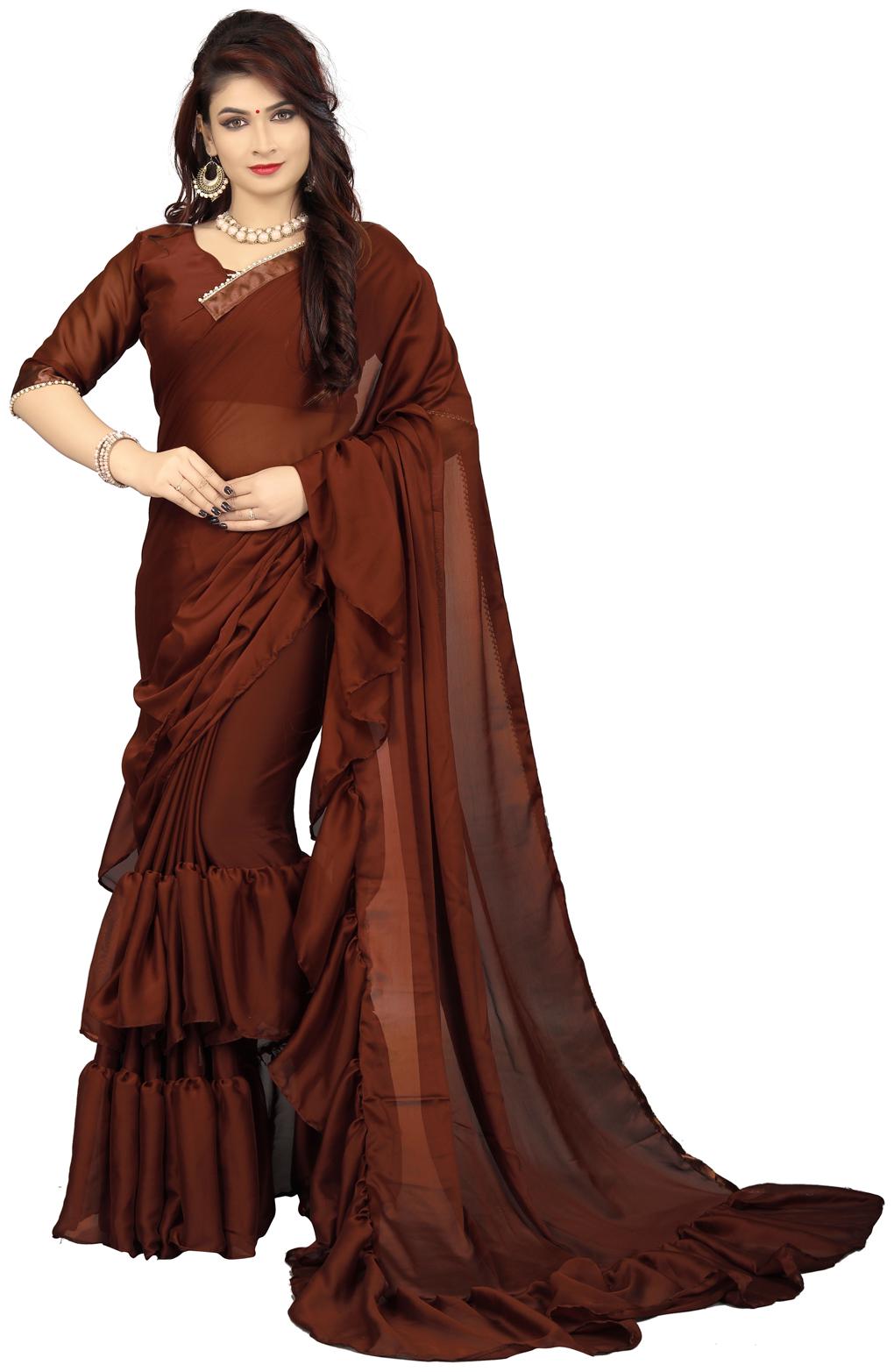 

FAB VIVA Women saree Silk Brown