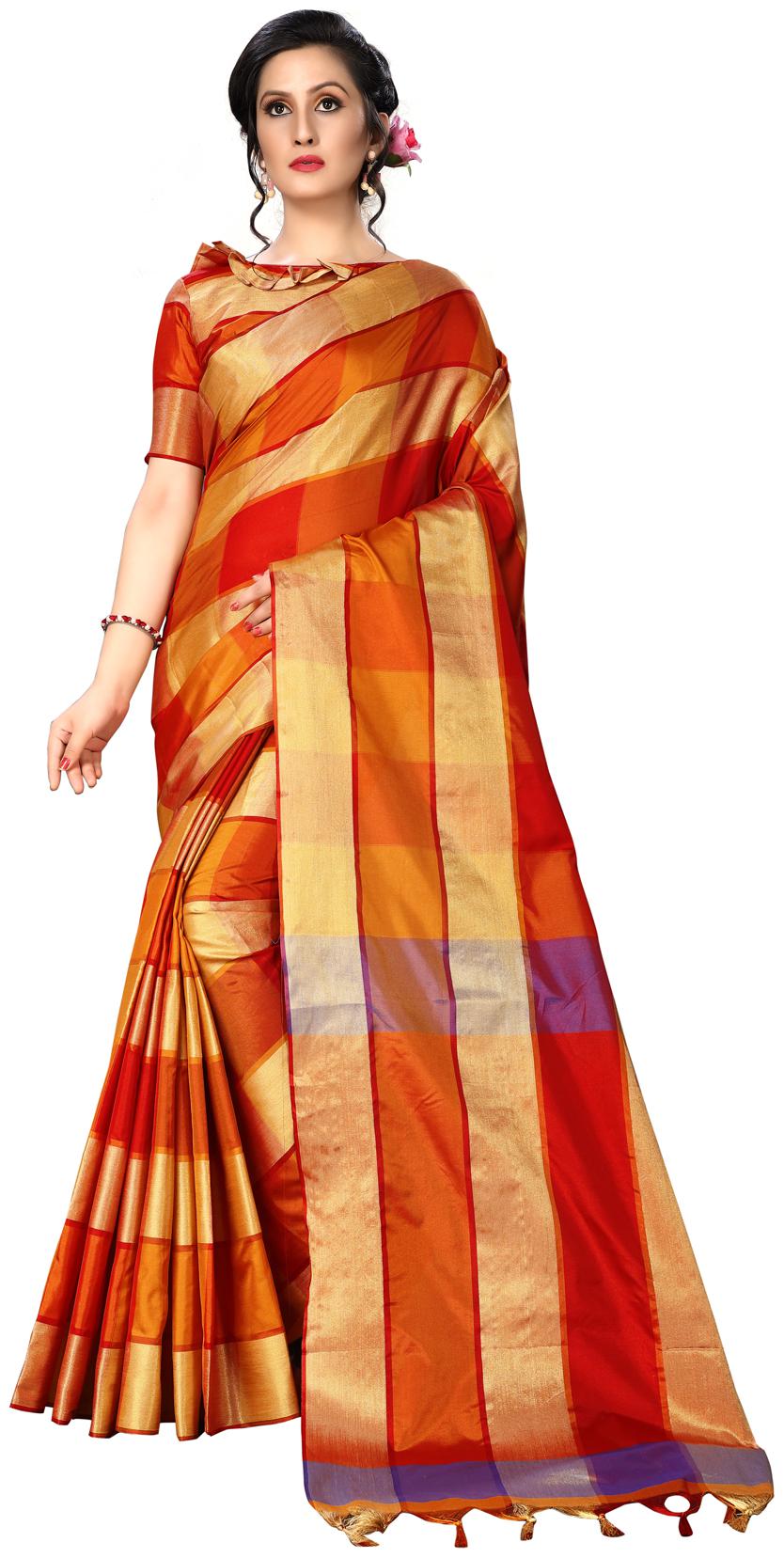 

FAB VIVA Women saree Silk Orange