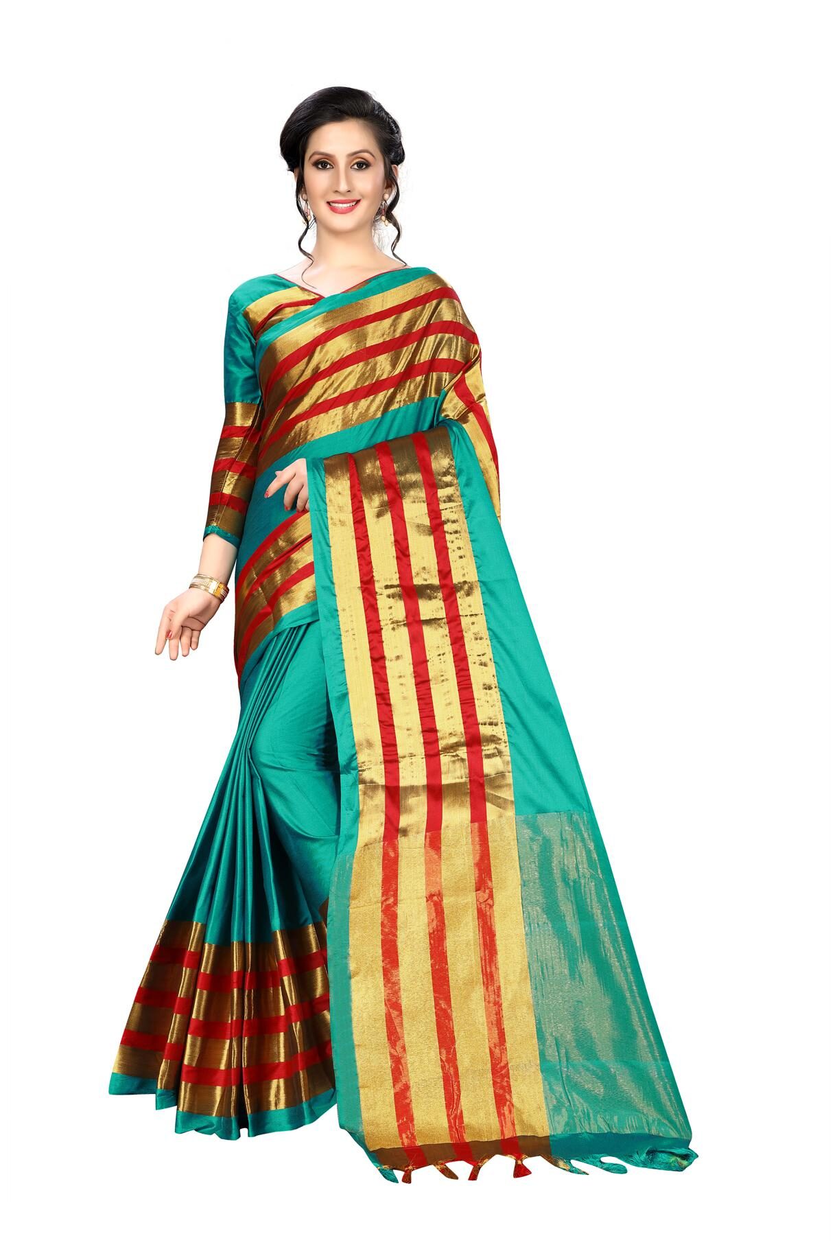 

FAB VIVA Women saree Silk Green