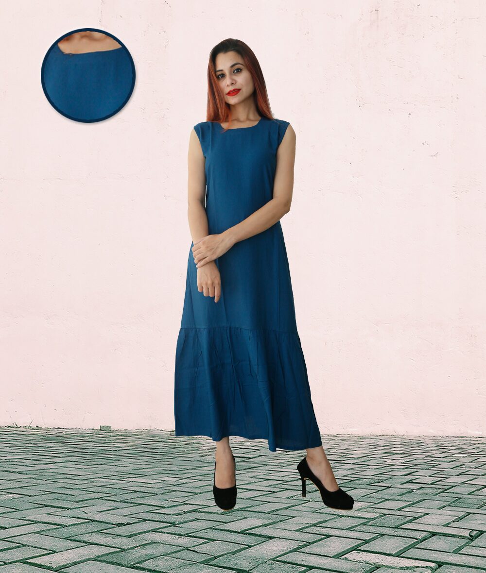 

FABCLUB Viscose Rayon Solid Blue Color Kurta For Women