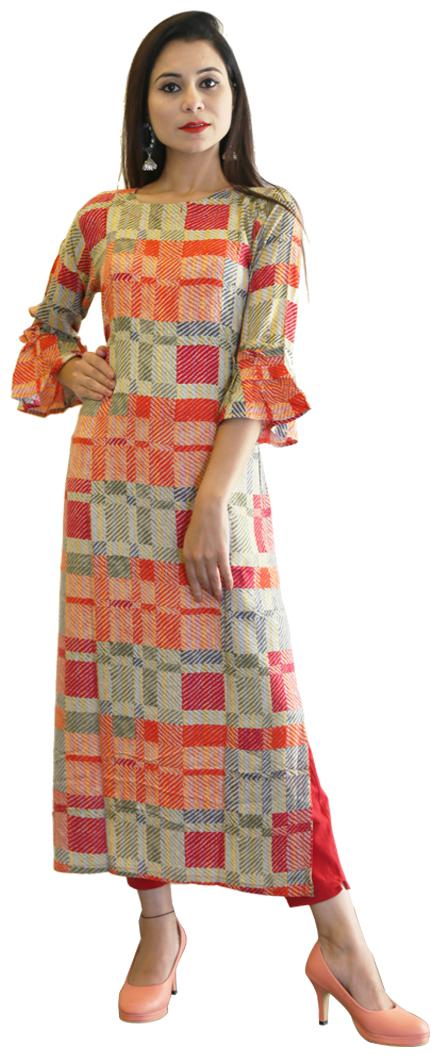 

FABCLUB Women Multi Colorblocked Straight Kurti