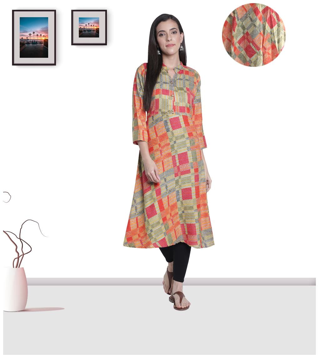 

FABCLUB Women Multi Geometric Anarkali Kurta