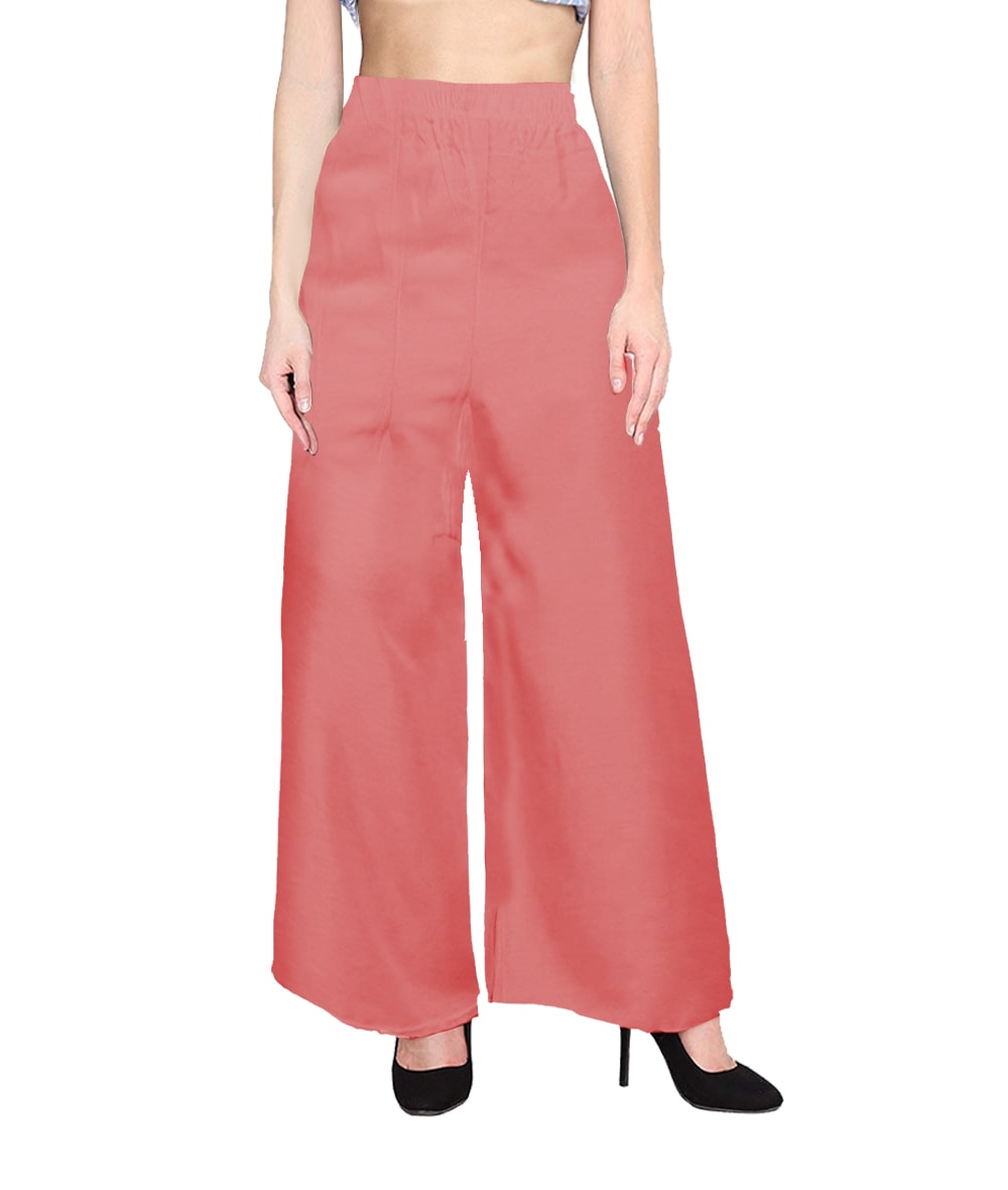 

FABCLUB Peach Solid Wide Leg Palazzo