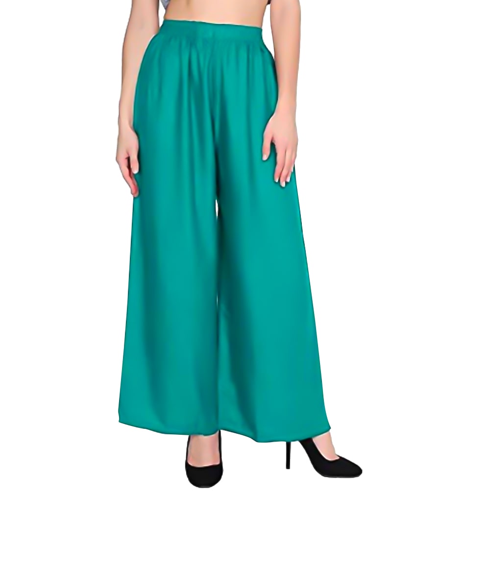 

FABCLUB Turquoise Solid Wide Leg Palazzo
