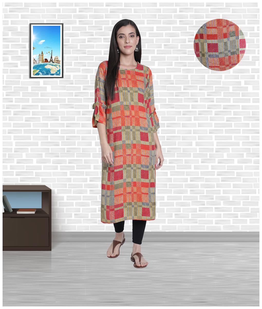 

FABCLUB Women Multi Geometric Straight Kurta