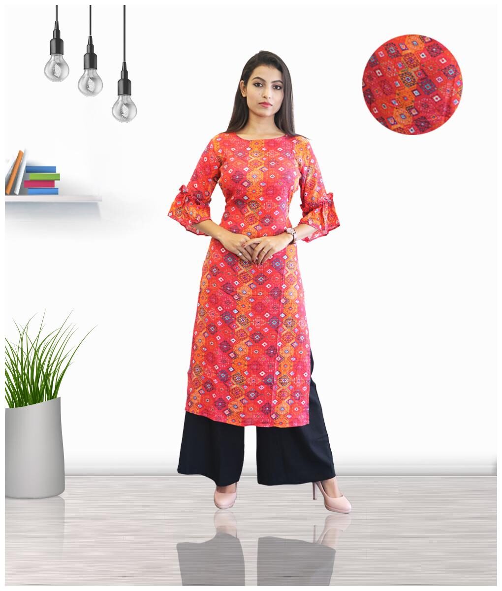 

FABCLUB Women Pink Ethnic Motifs Straight Kurti