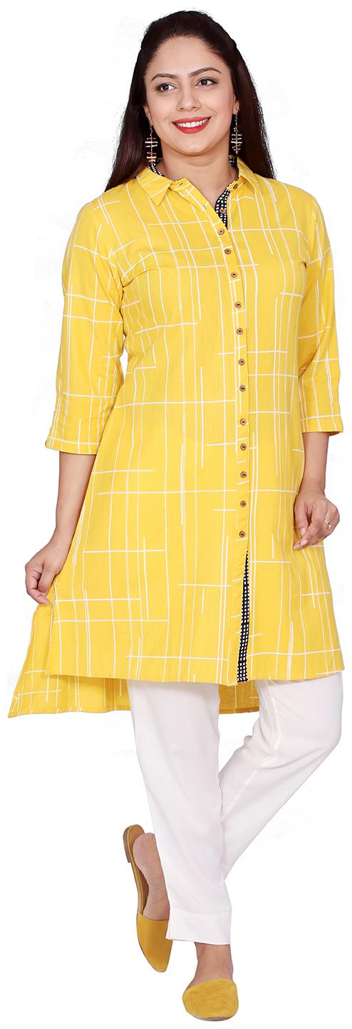 

FABGLOBAL Women Printed Shirt style - Yellow