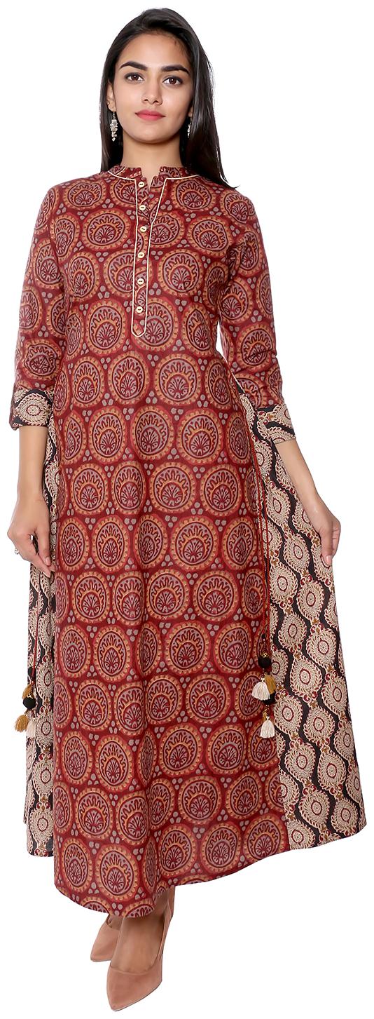 

FABGLOBAL Maroon Printed A-line dress