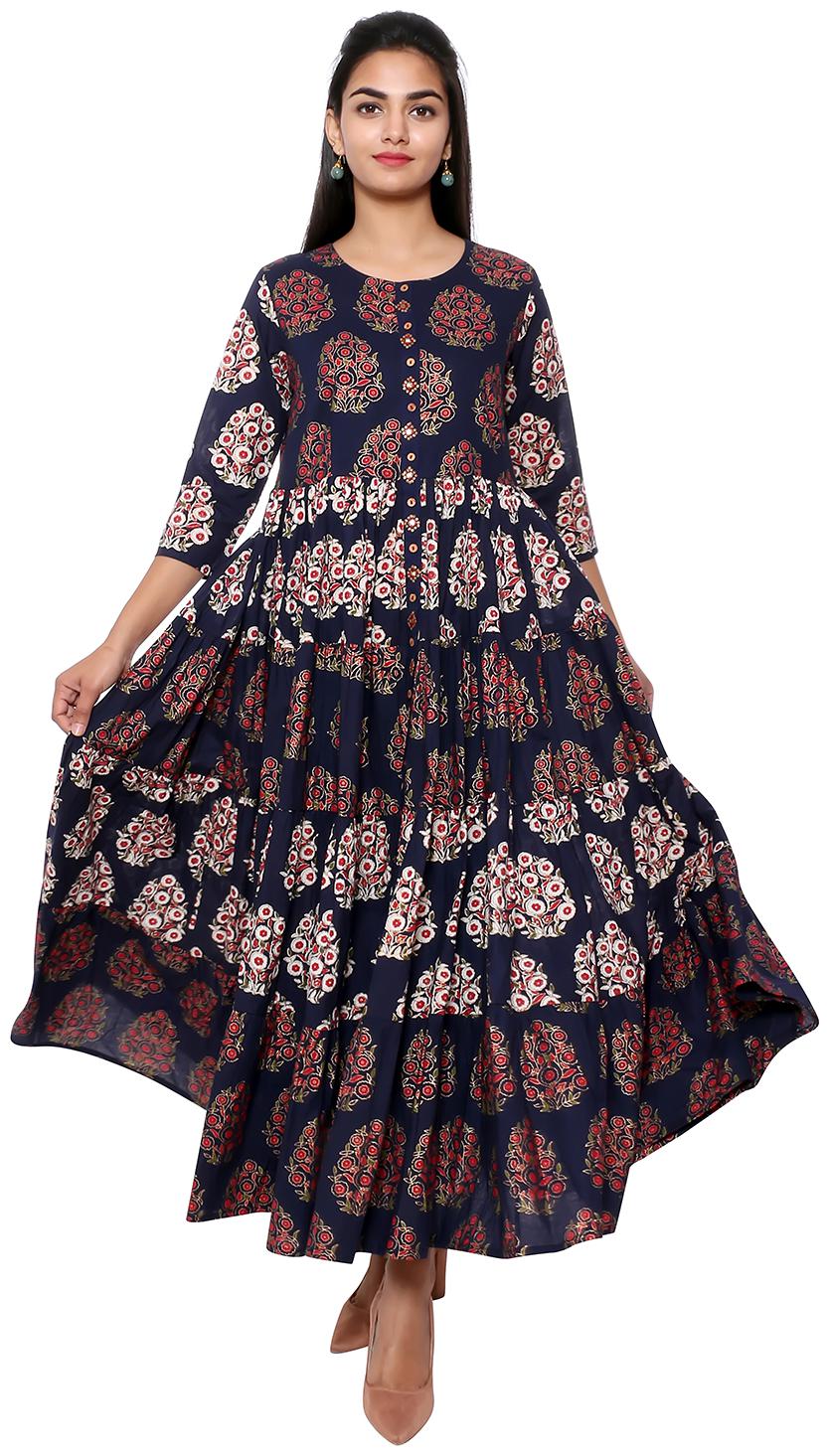 

FABGLOBAL Navy Printed A-line dress