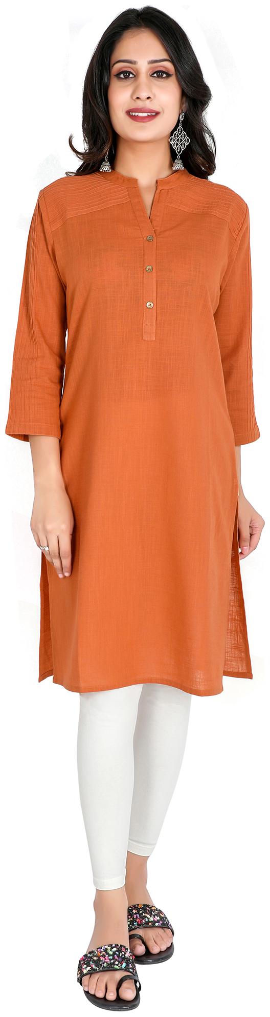 

FABGLOBAL Women Red Solid Straight Kurta