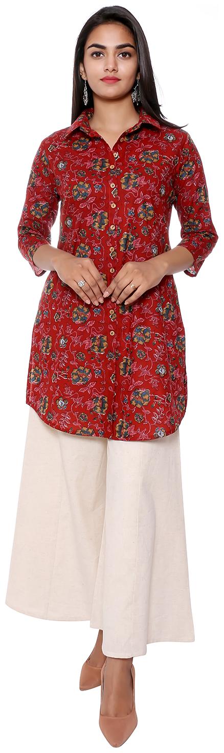 

FABGLOBAL Women Floral Shirt style - Maroon