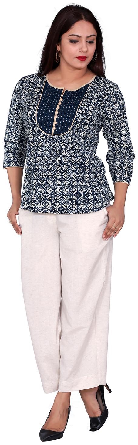 

FABGLOBAL Women Printed Regular top - Blue