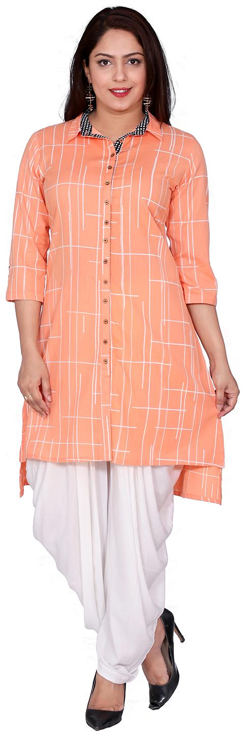 

FABGLOBAL Women Printed Shirt style - Peach