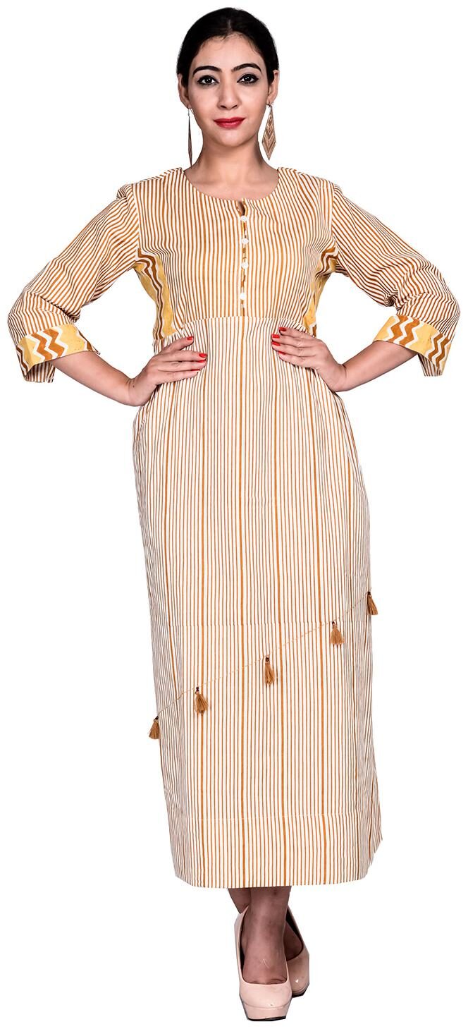

FABGLOBAL Beige Striped A-line dress