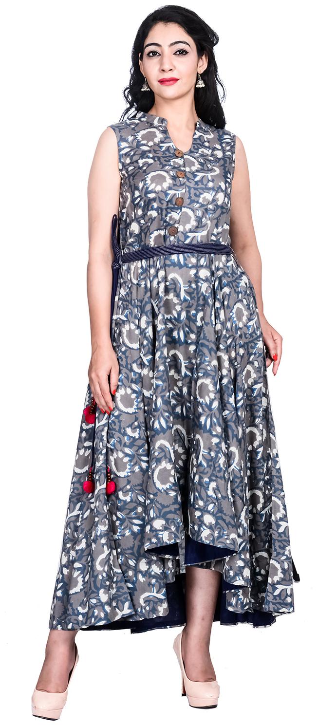 

FABGLOBAL Grey Printed A-line dress