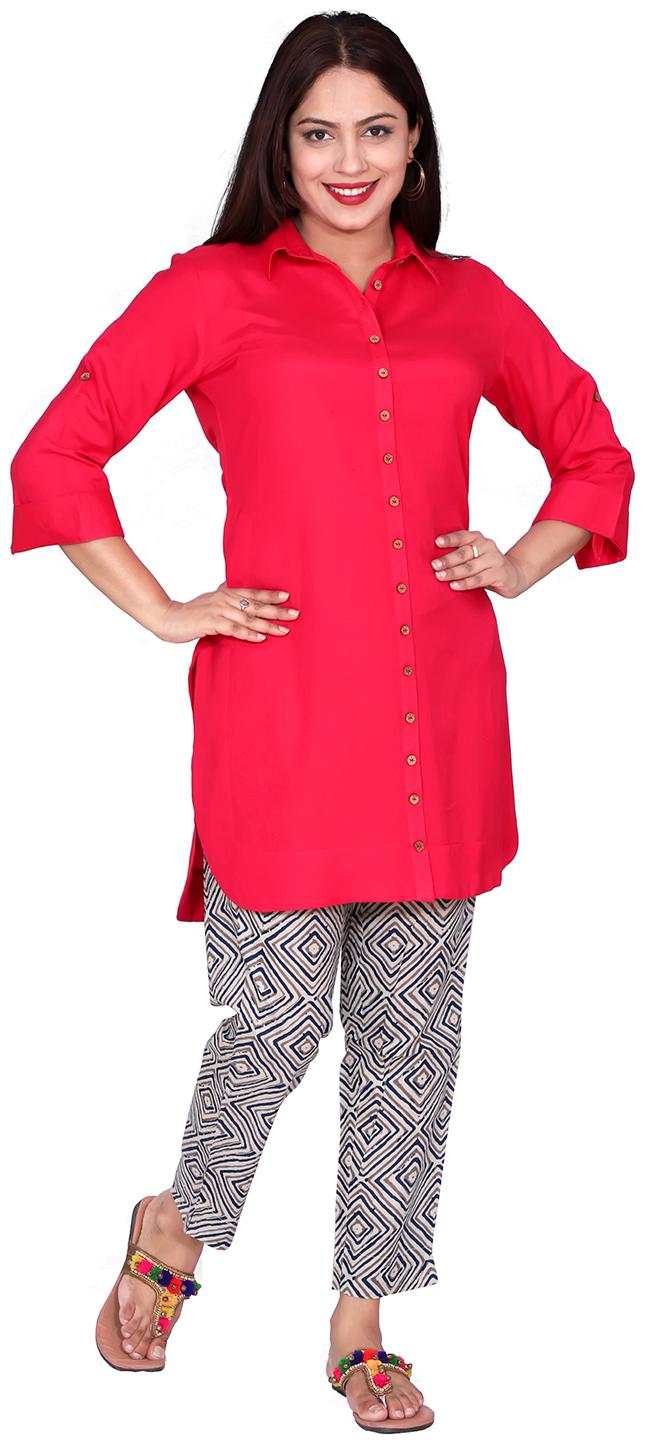 

FABGLOBAL Women Solid Shirt style - Red