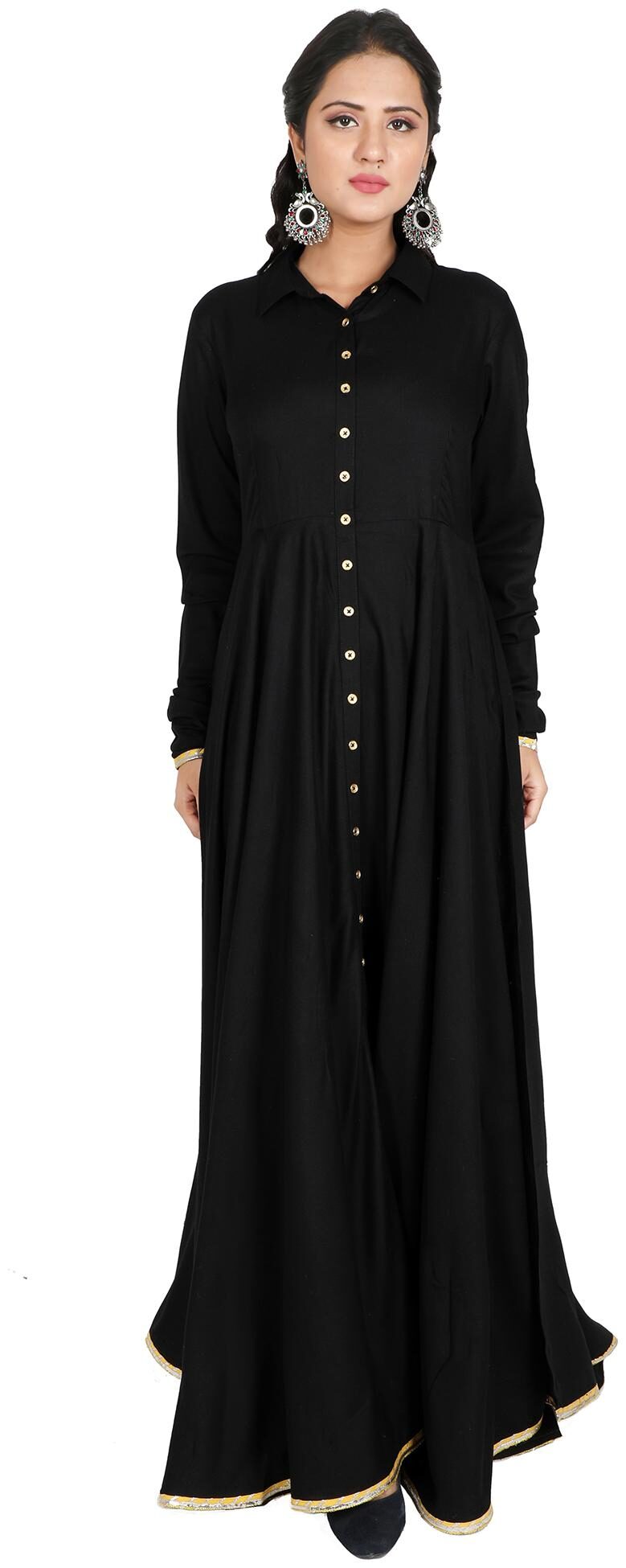 

FABGLOBAL Women Black Solid Fit and Flare Kurta
