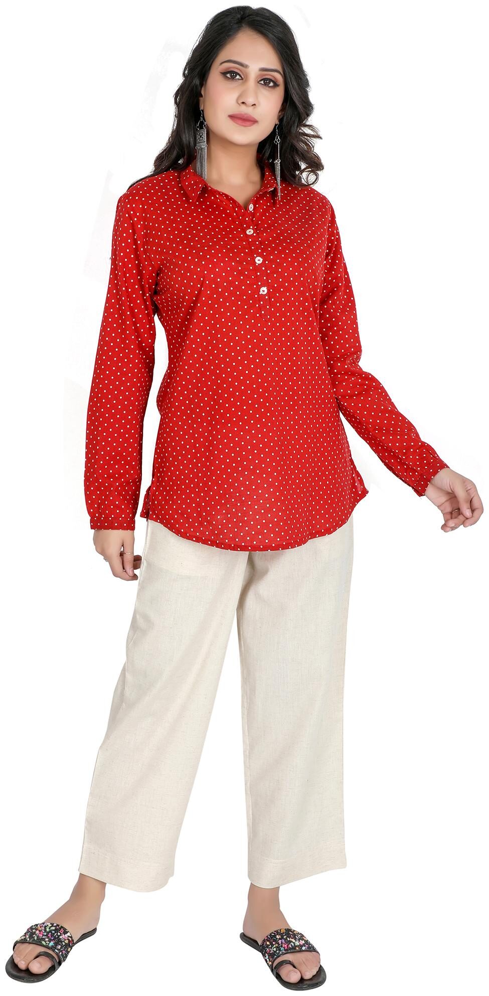 

FABGLOBAL Women Polka dots Regular top - Red