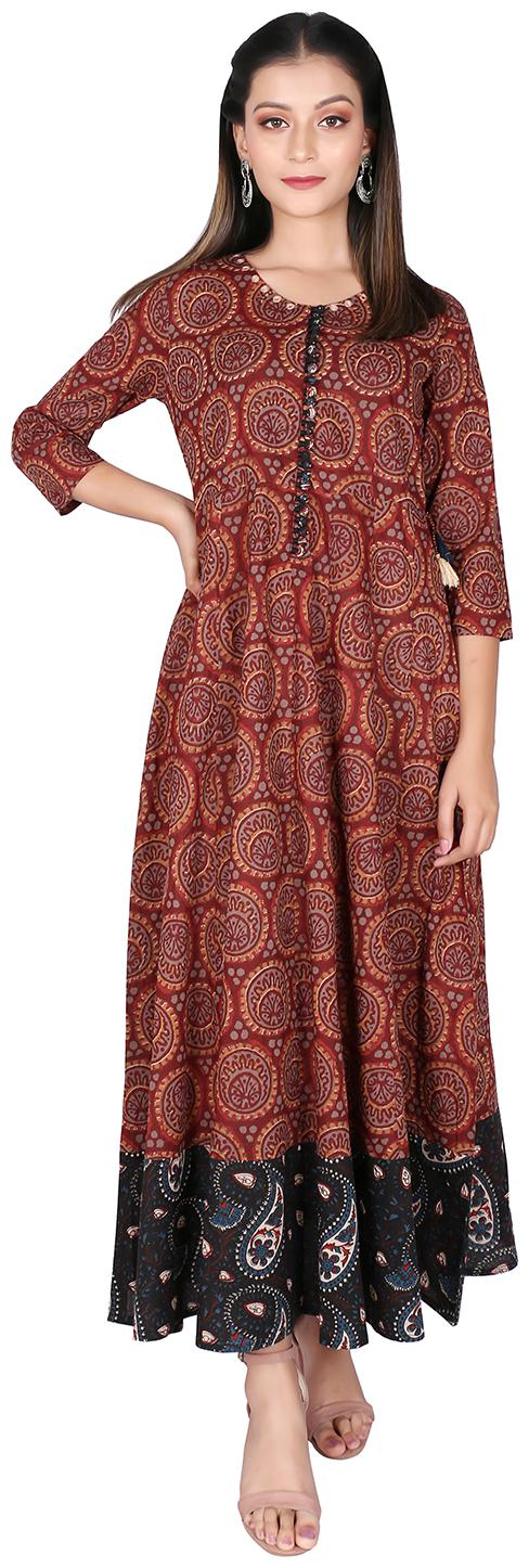 

FABGLOBAL Maroon Printed A-line dress