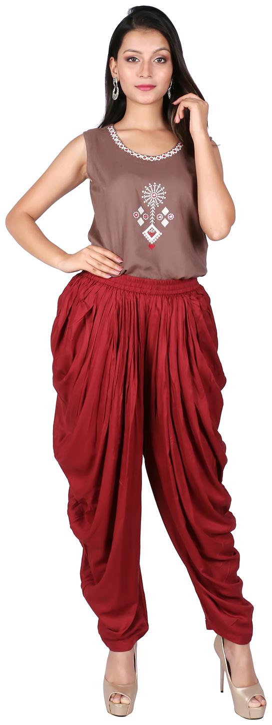 

FABGLOBAL Viscose Rayon Dhoti - Maroon