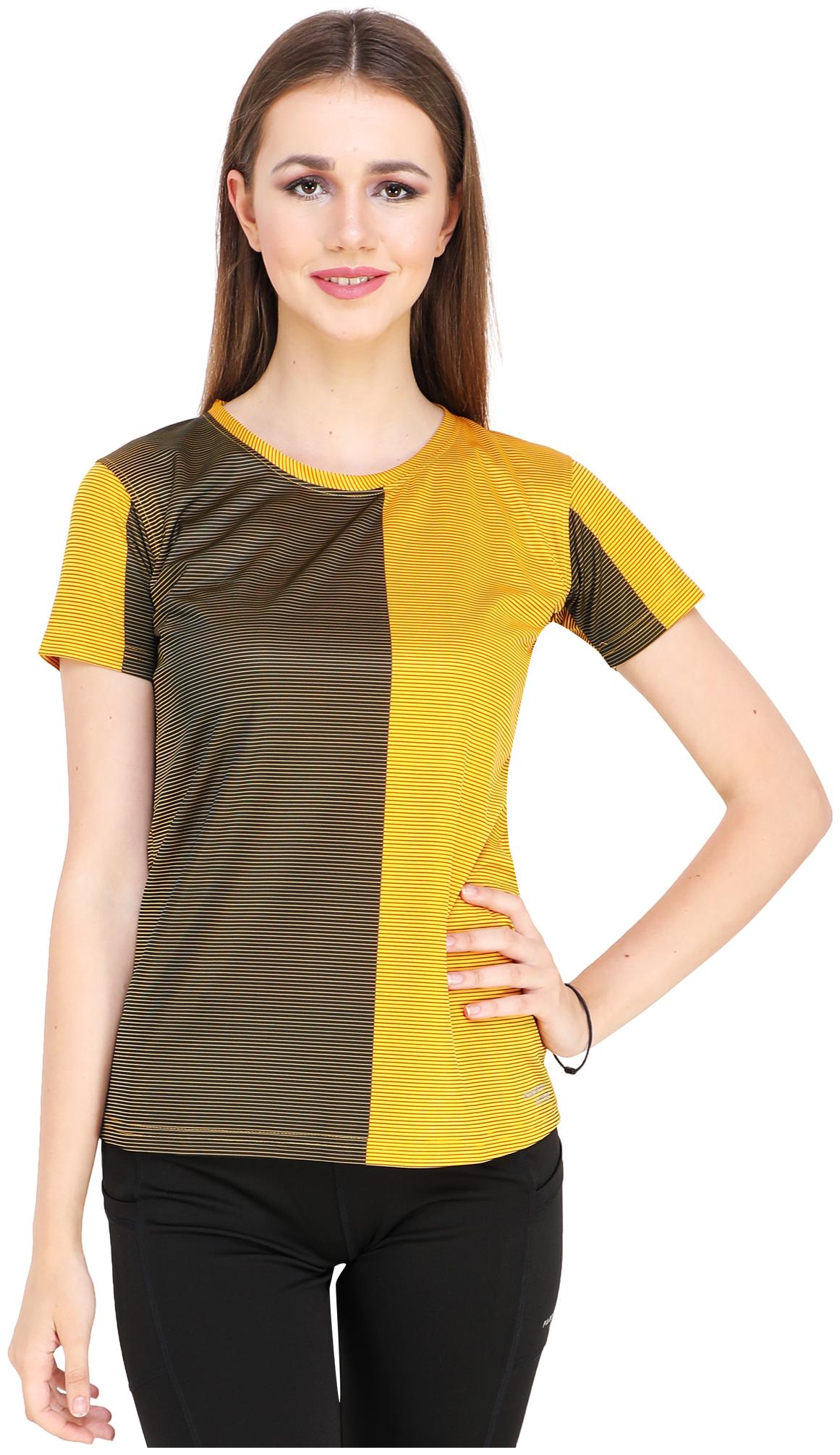 

FABORITO Women Striped Sports T-Shirt - Yellow Green