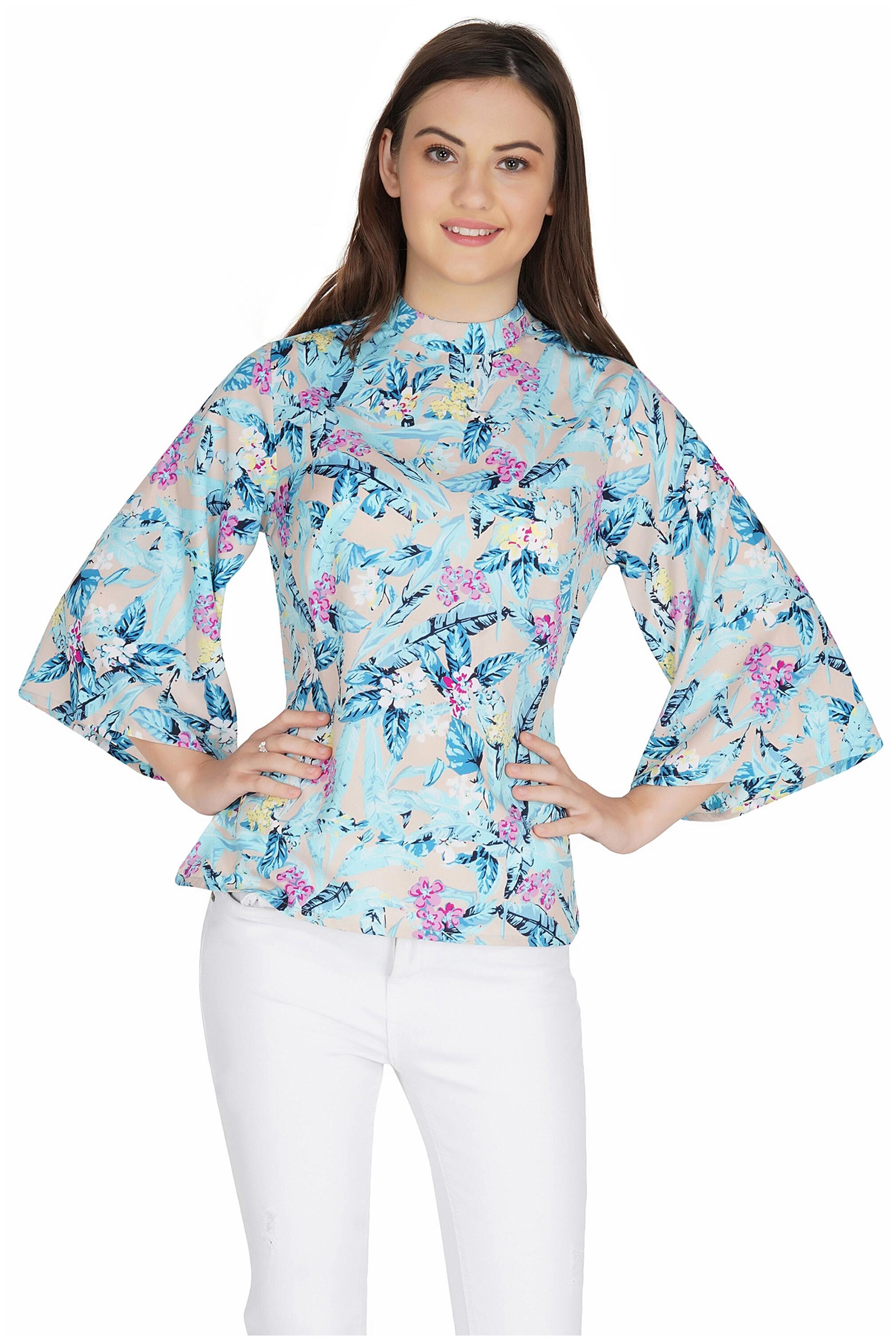 

FABORITO Women Floral Regular top - Blue