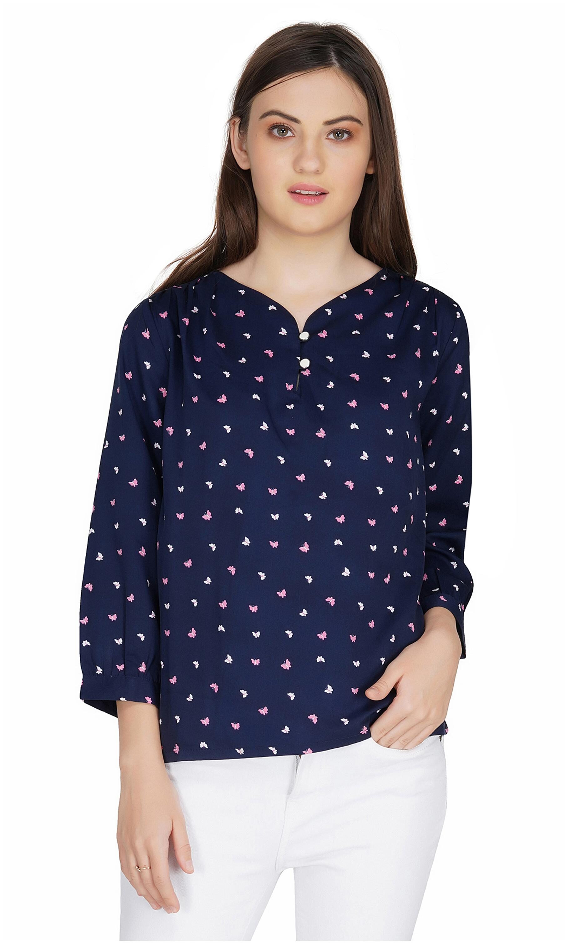 

FABORITO Women Printed Regular top - Blue
