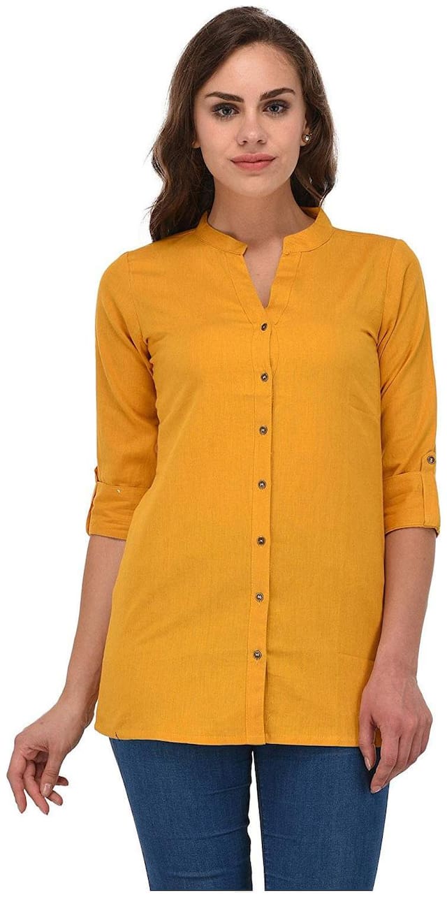 FABRANGE Women Solid Regular tunic - Yellow