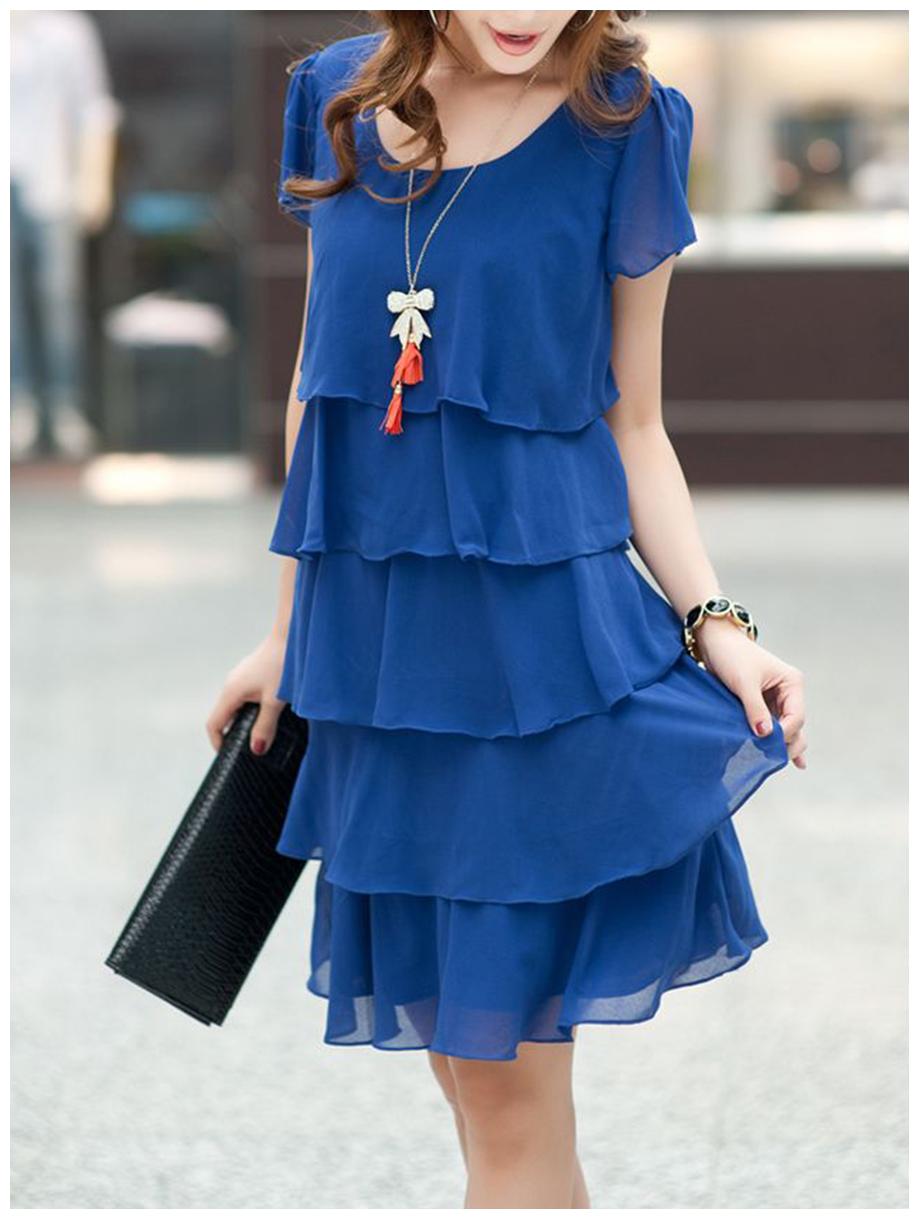 

FABRANGE Blue Solid Flared dress