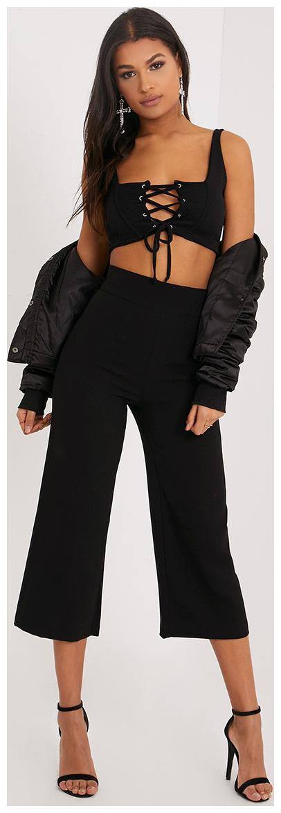 FABRANGE Women Black Regular fit Cullotes