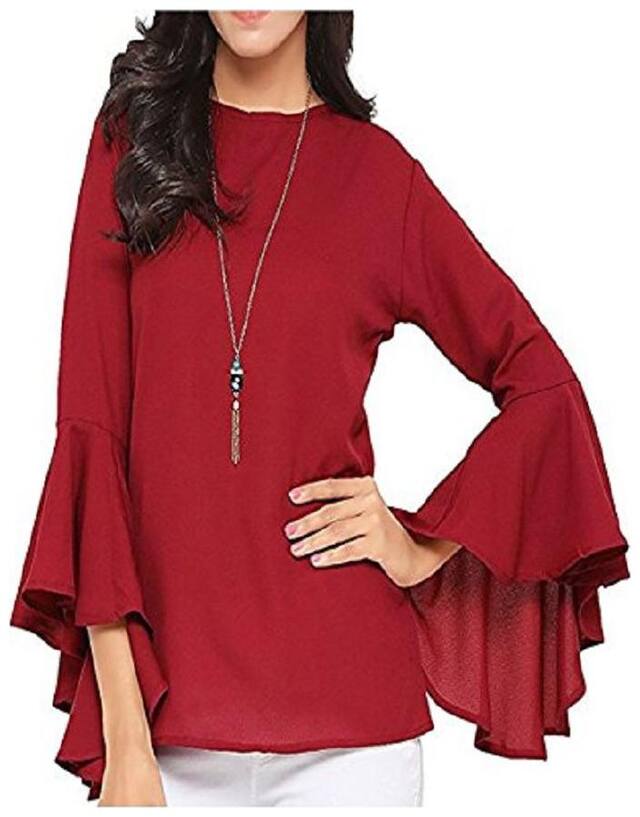 FABRANGE Women Solid Regular top - Red