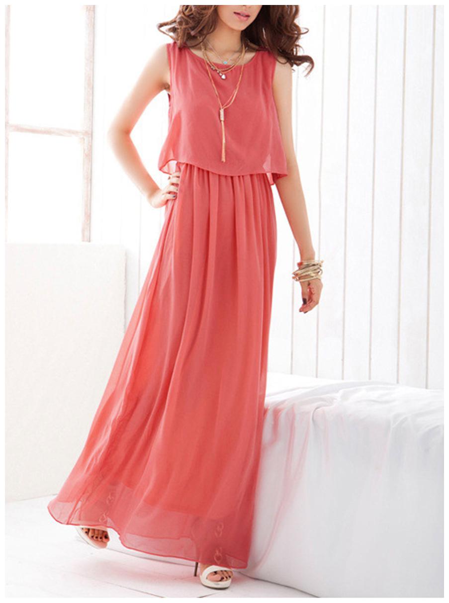 

FABRANGE Pink Solid Maxi dress