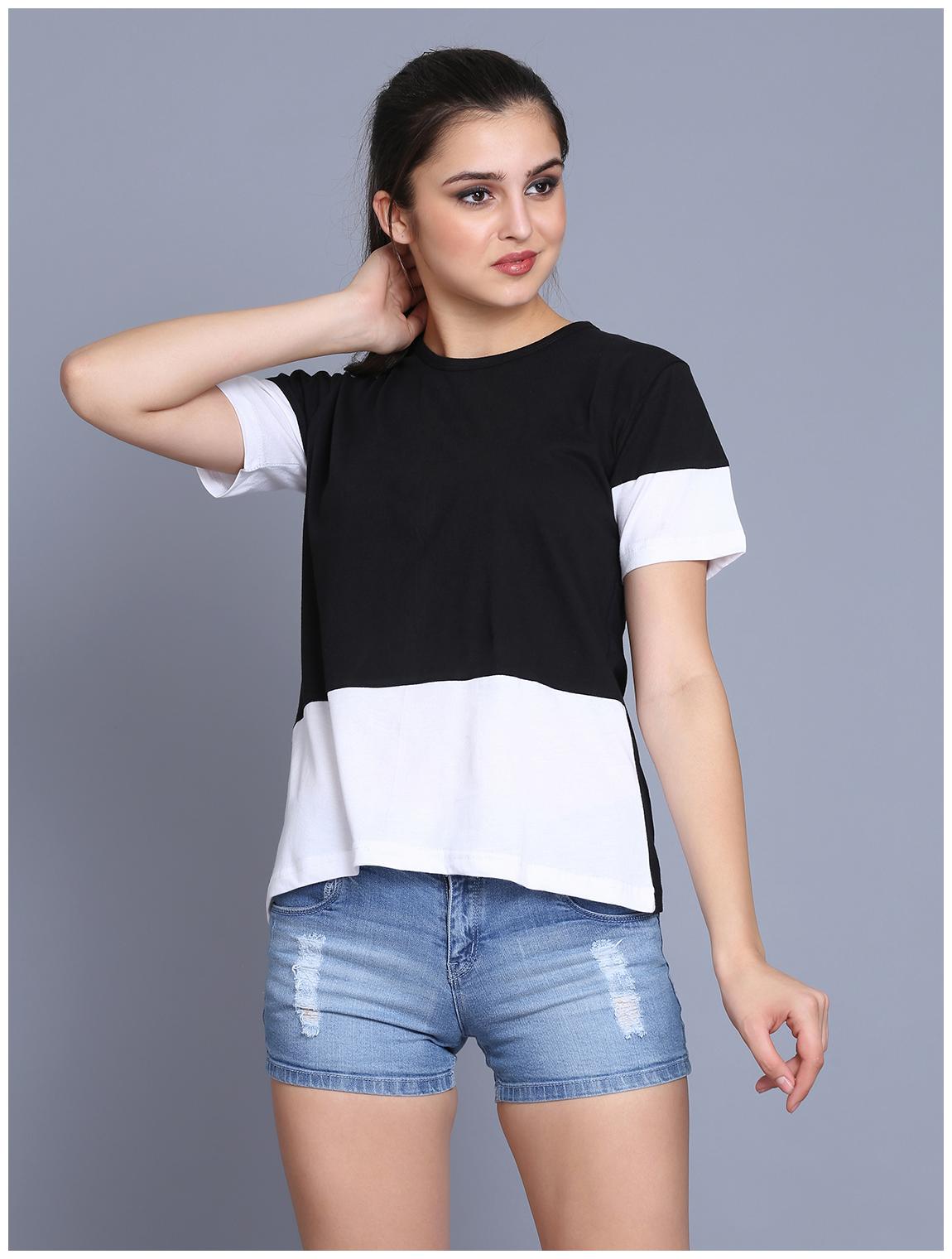 

fabstone collection Women Black Regular fit Round neck Cotton T shirt