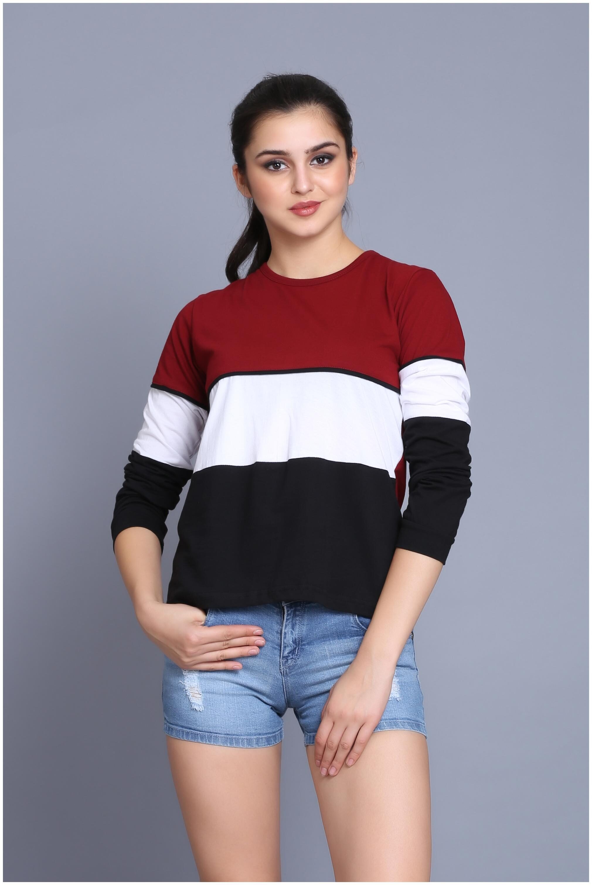 

fabstone collection Women Multi Regular fit Round neck Cotton T shirt